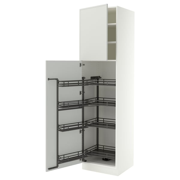 SEKTION Armoire avec rangement coulissant, blanc/Aspudden gris clair, 24x24x90 "