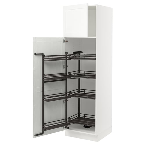 SEKTION Armoire avec rangement coulissant, blanc Enköping/blanc effet bois, 24x24x80 "