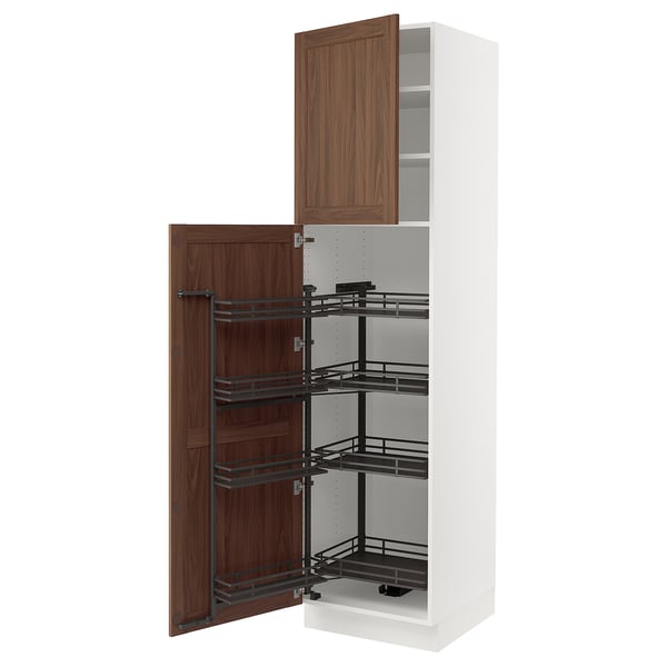 SEKTION Armoire avec rangement coulissant, blanc Enköping/brun effet noyer, 24x24x90 "