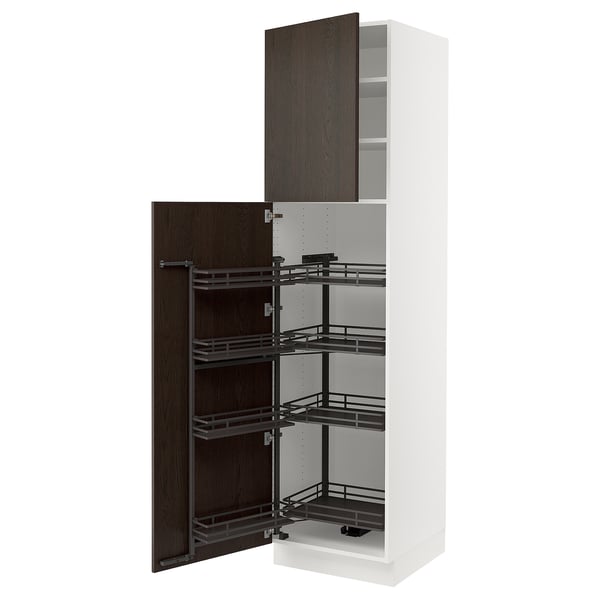 SEKTION Armoire avec rangement coulissant, blanc/Sinarp brun, 24x24x90 "