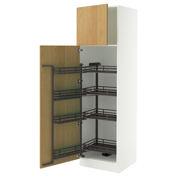 SEKTION Armoire avec rangement coulissant, blanc/Sinarp chêne plaqué, 24x24x80 "