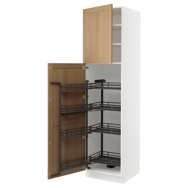 SEKTION Armoire avec rangement coulissant, blanc/Vedhamn chêne, 24x24x90 "