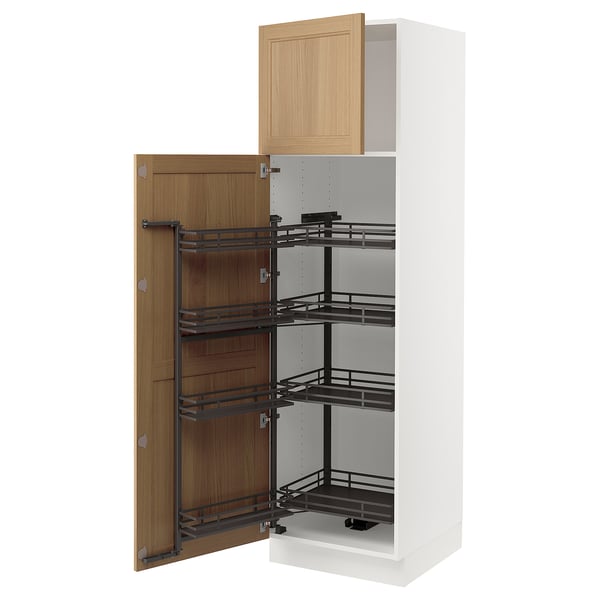 SEKTION Armoire avec rangement coulissant, blanc/Vedhamn chêne, 24x24x80 "