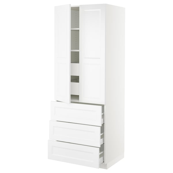 SEKTION Armoire haute 2 ptes/3 faces/5 tir, blanc/Axstad blanc mat, 30x24x80 "