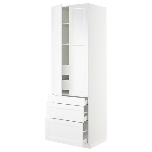 SEKTION Armoire haute 2 ptes/3 faces/5 tir, blanc/Axstad blanc mat, 30x24x90 "