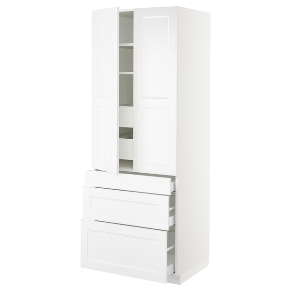 SEKTION Armoire haute 2 ptes/3 faces/5 tir, blanc/Axstad blanc mat, 30x24x80 "