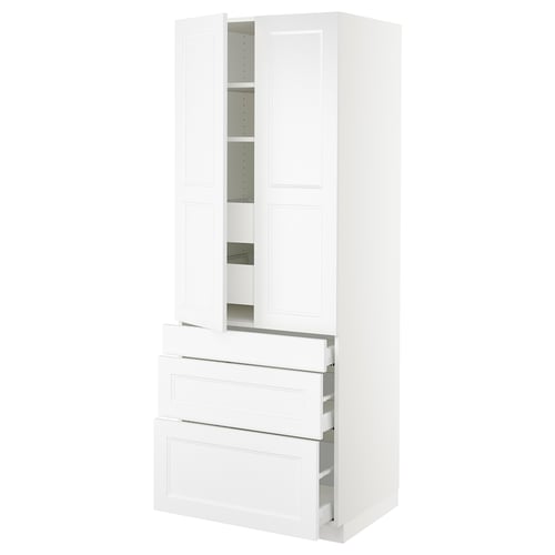 SEKTION Armoire haute 2 ptes/3 faces/5 tir, blanc/Axstad blanc mat, 30x24x80 "