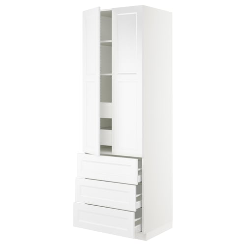 SEKTION Armoire haute 2 ptes/3 faces/5 tir, blanc/Axstad blanc mat, 30x24x90 "