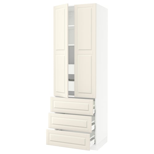 SEKTION Armoire haute 2 ptes/3 faces/5 tir, blanc/Bodbyn blanc cassé, 30x24x90 "