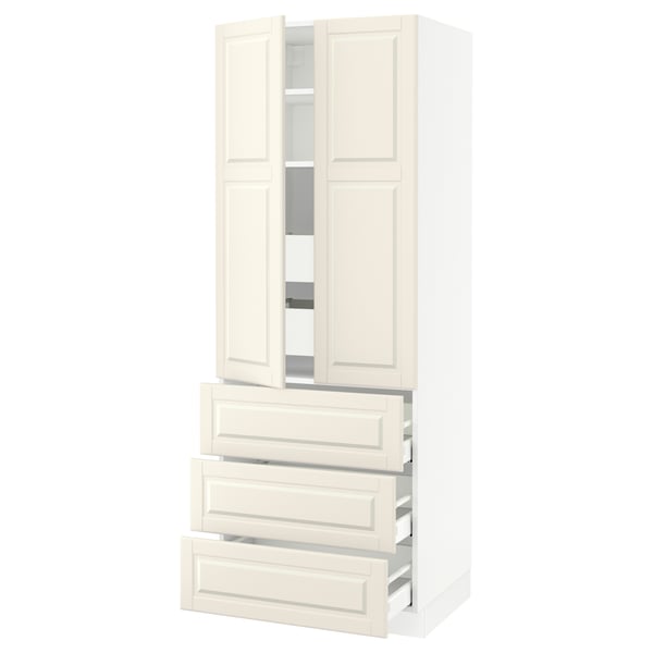 SEKTION Armoire haute 2 ptes/3 faces/5 tir, blanc/Bodbyn blanc cassé, 30x24x80 "