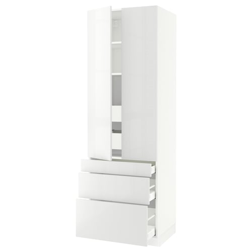 SEKTION Armoire haute 2 ptes/3 faces/5 tir, blanc/Ringhult blanc, 30x24x90 "
