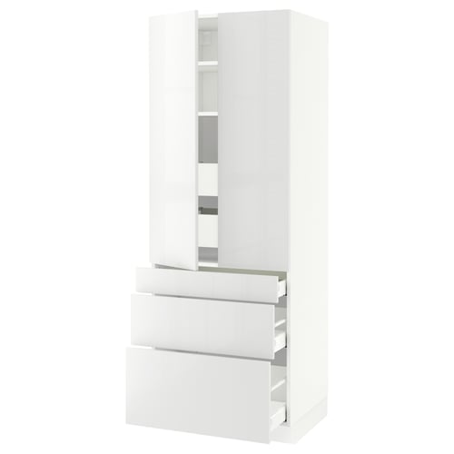 SEKTION Armoire haute 2 ptes/3 faces/5 tir, blanc/Ringhult blanc, 30x24x80 "