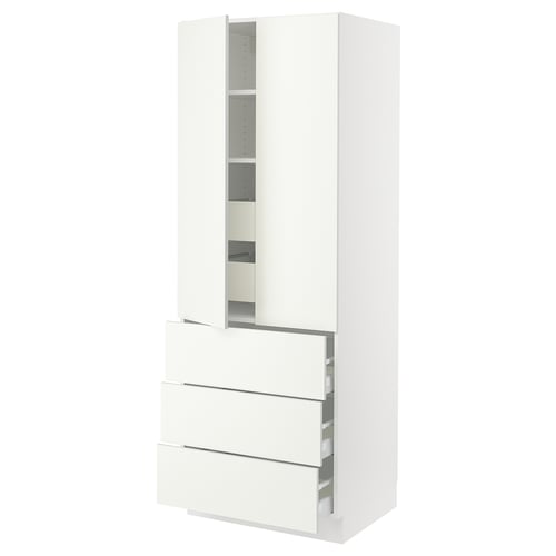 SEKTION Armoire haute 2 ptes/3 faces/5 tir, blanc/Vallstena blanc, 30x24x80 "