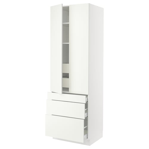 SEKTION Armoire haute 2 ptes/3 faces/5 tir, blanc/Vallstena blanc, 30x24x90 "
