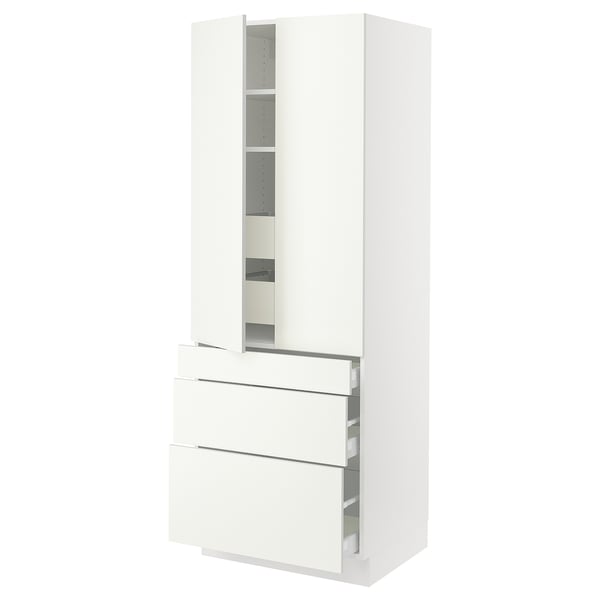 SEKTION Armoire haute 2 ptes/3 faces/5 tir, blanc/Vallstena blanc, 30x24x80 "