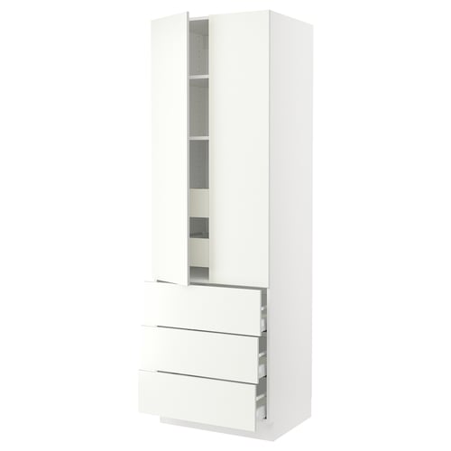 SEKTION Armoire haute 2 ptes/3 faces/5 tir, blanc/Vallstena blanc, 30x24x90 "