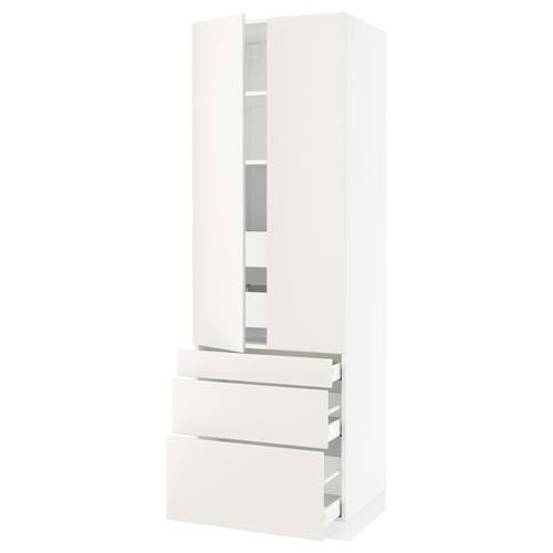 SEKTION Armoire haute 2 ptes/3 faces/5 tir, blanc/Veddinge blanc, 30x24x90 "