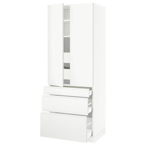 SEKTION Armoire haute 2 ptes/3 faces/5 tir, blanc/Voxtorp blanc mat, 30x24x80 "