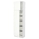 SEKTION Armoire haute+2 ptes/tablettes/5tir, blanc/Vallstena blanc, 24x15x80 "