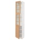 SEKTION Armoire haute 2 ptes vitr/1 pte, blanc/Vedhamn chêne, 18x15x90 "