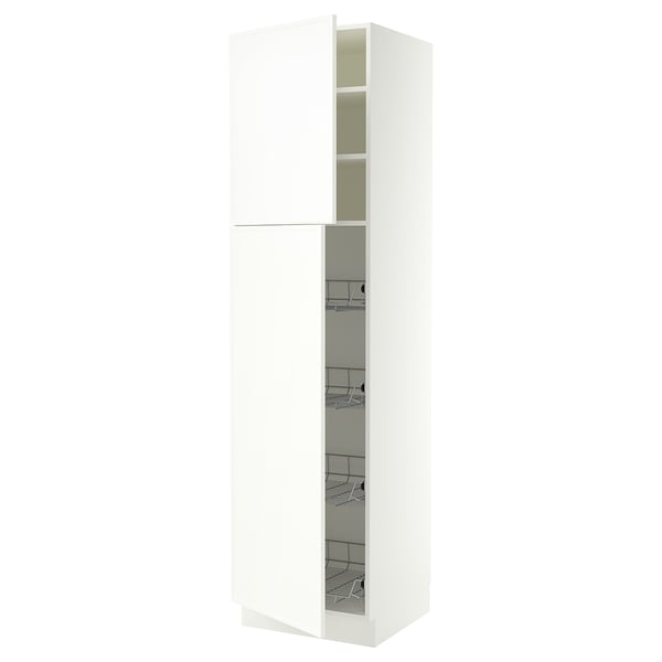 SEKTION Armoire haute av porte +corbeilles, blanc/Aspudden blanc mat, 24x24x90 "