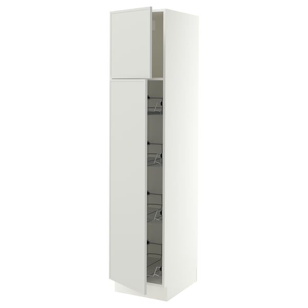 SEKTION Armoire haute av porte +corbeilles, blanc/Aspudden gris clair, 18x24x80 "
