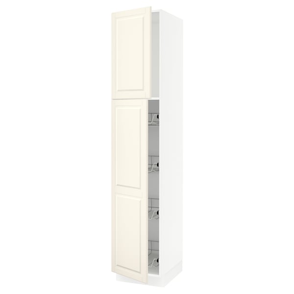 SEKTION Armoire haute av porte +corbeilles, blanc/Bodbyn blanc cassé, 18x24x90 "