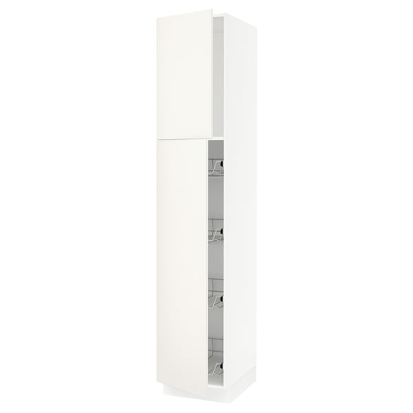 SEKTION Armoire haute av porte +corbeilles, blanc/Veddinge blanc, 18x24x90 "