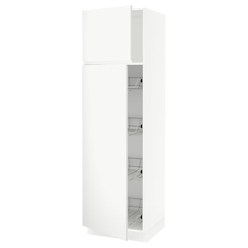 SEKTION Armoire haute av porte +corbeilles, blanc/Voxtorp blanc mat, 24x24x80 "