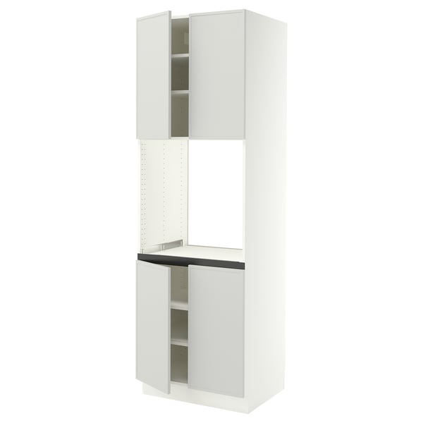 SEKTION Armoire haute four 4 ptes, blanc/Aspudden gris clair, 30x24x90 "