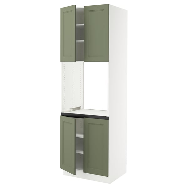 SEKTION Armoire haute four 4 ptes, blanc/Axstad gris-vert, 30x24x90 "