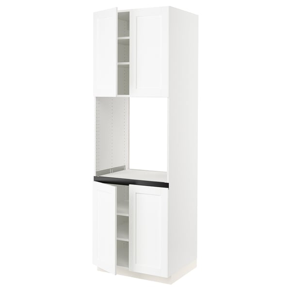 SEKTION Armoire haute four 4 ptes, blanc Enköping/blanc effet bois, 30x24x90 "