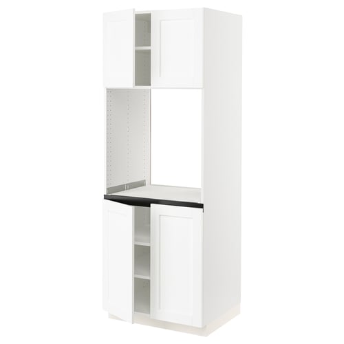 SEKTION Armoire haute four 4 ptes, blanc Enköping/blanc effet bois, 30x24x80 "
