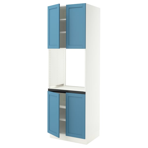 SEKTION Armoire haute four 4 ptes, blanc/Lerhyttan bleu, 30x24x90 "