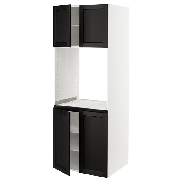 SEKTION Armoire haute four 4 ptes, blanc/Lerhyttan teinté noir, 30x24x80 "