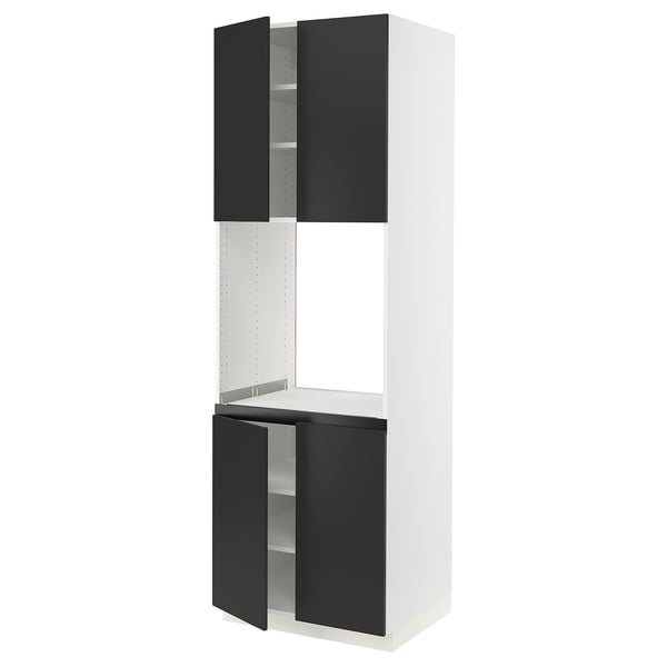 SEKTION Armoire haute four 4 ptes, blanc/Nickebo anthracite mat, 30x24x90 "