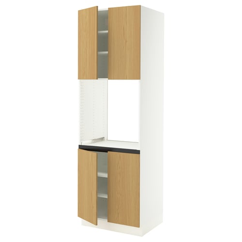 SEKTION Armoire haute four 4 ptes, blanc/Sinarp chêne plaqué, 30x24x90 "