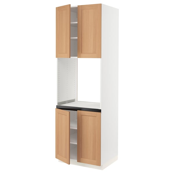 SEKTION Armoire haute four 4 ptes, blanc/Vedhamn chêne, 30x24x90 "