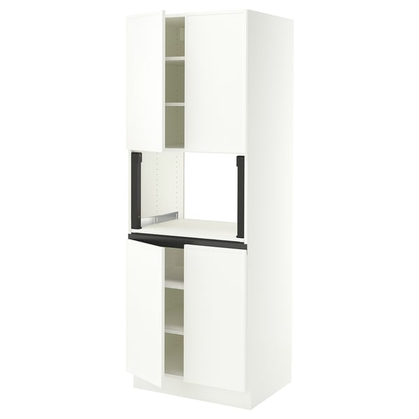 SEKTION Armoire haute micro-ondes 4 ptes, blanc/Aspudden blanc mat, 30x24x80 "
