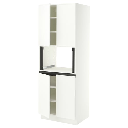 SEKTION Armoire haute micro-ondes 4 ptes, blanc/Aspudden blanc mat, 30x24x80 "