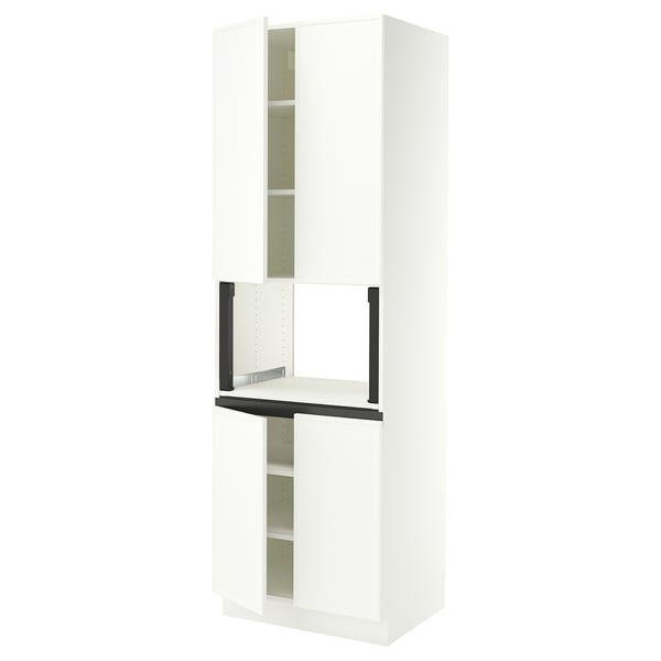 SEKTION Armoire haute micro-ondes 4 ptes, blanc/Aspudden blanc mat, 30x24x90 "