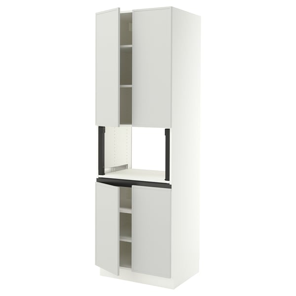 SEKTION Armoire haute micro-ondes 4 ptes, blanc/Aspudden gris clair, 30x24x90 "
