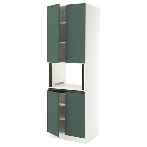SEKTION Armoire haute micro-ondes 4 ptes, blanc/Aspudden gris-vert foncé, 30x24x90 "