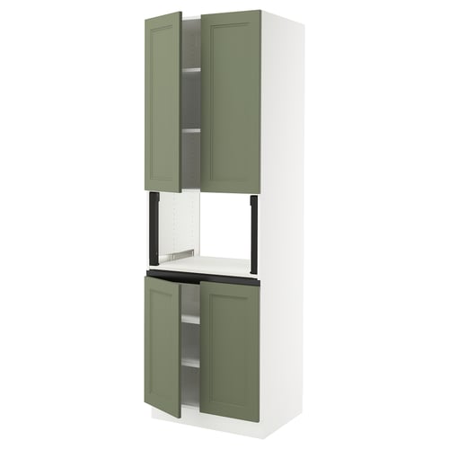SEKTION Armoire haute micro-ondes 4 ptes, blanc/Axstad gris-vert, 30x24x90 "