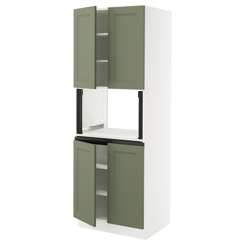 SEKTION Armoire haute micro-ondes 4 ptes, blanc/Axstad gris-vert, 30x24x80 "