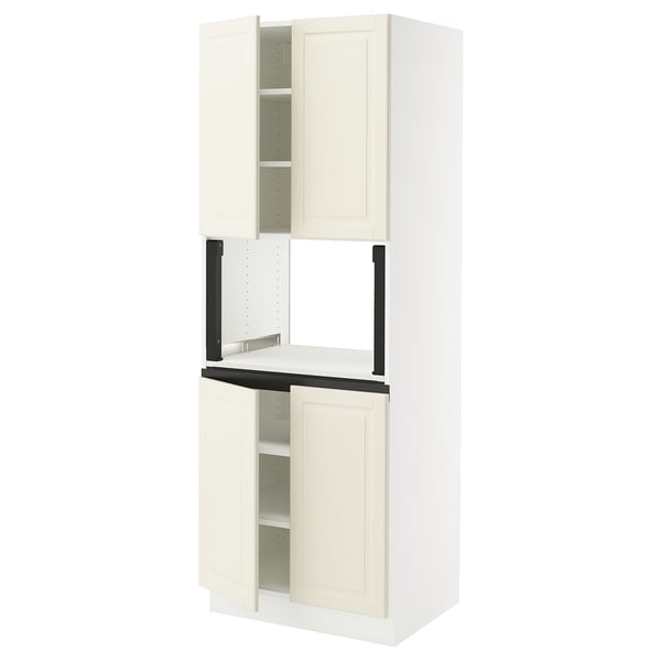 SEKTION Armoire haute micro-ondes 4 ptes, blanc/Bodbyn blanc cassé, 30x24x80 "
