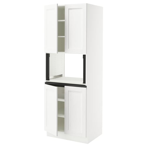 SEKTION Armoire haute micro-ondes 4 ptes, blanc Enköping/blanc effet bois, 30x24x80 "