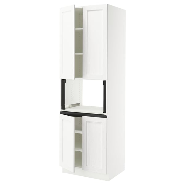 SEKTION Armoire haute micro-ondes 4 ptes, blanc Enköping/blanc effet bois, 30x24x90 "