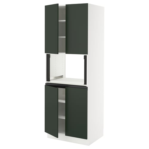 SEKTION Armoire haute micro-ondes 4 ptes, blanc/Havstorp vert profond, 30x24x80 "