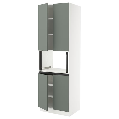 SEKTION Armoire haute micro-ondes 4 ptes, blanc/Nickebo gris -vert mat, 30x24x90 "